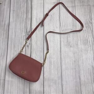 Tory Burch Pink Landon Logo Leather Crossbody Wallet Purse